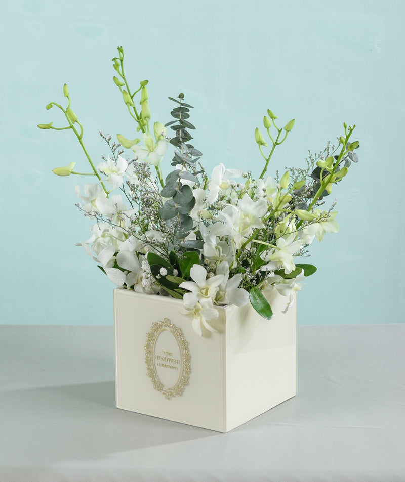 Orchids & Greens - Glass Cubo